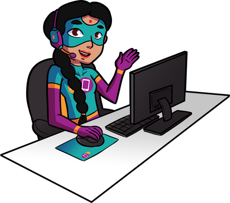Kundenberaterin von hey contact heroes am Serviceplatz mit Headset