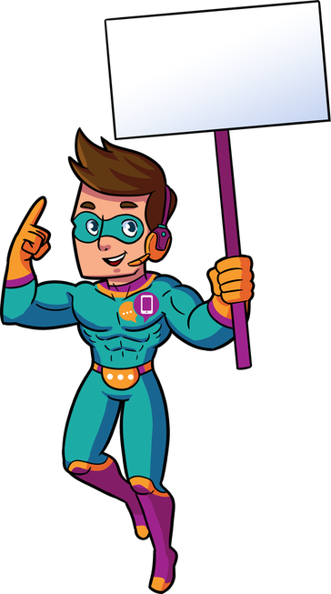 Hero von hey contact heroes mit Schild